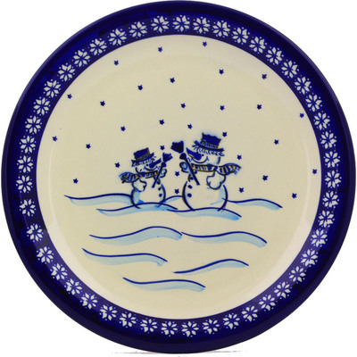 Polish Pottery Plate 11&quot; Snow Buddies