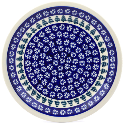Polish Pottery Plate 11&quot; Snowflakes And Pines