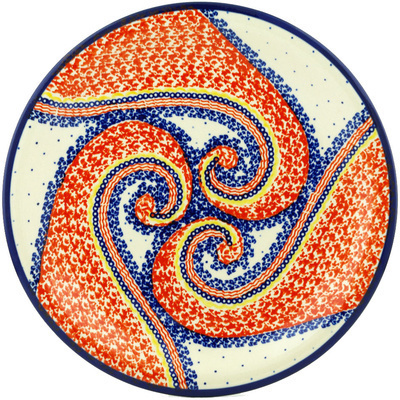 Polish Pottery Plate 11&quot; Spiral Joy UNIKAT