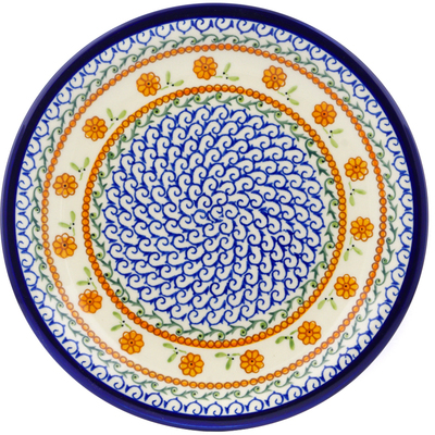 Polish Pottery Plate 11&quot; Sunflower Waves