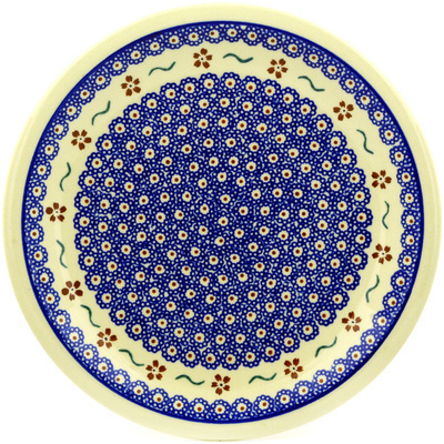 Polish Pottery Plate 11&quot; Sweet Red Flower