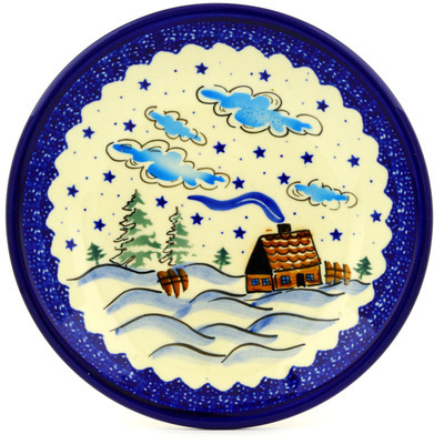 Polish Pottery Plate 11&quot; Winter Chalet
