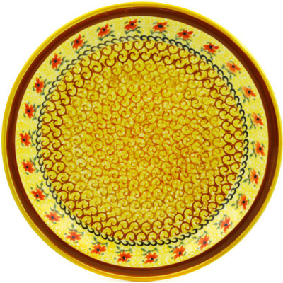 Polish Pottery Plate 11&quot; Yellow Autumn Fields