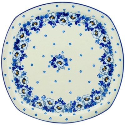Polish Pottery Plate 12&quot; Blue Spring