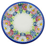 Polish Pottery Plate 14&quot; Maroon Blossoms UNIKAT