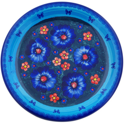 Polish Pottery Plate 14&quot; Midnight Garden