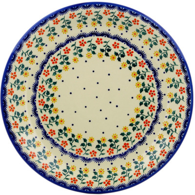Polish Pottery Plate 14&quot; Red Sunflower