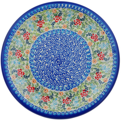 Polish Pottery Plate 14&quot; Rose Garden UNIKAT
