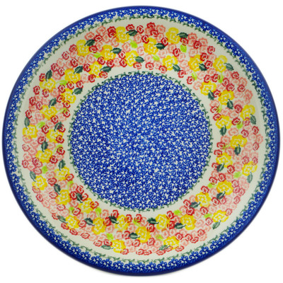 Polish Pottery Plate 14&quot; Starburst Blooms
