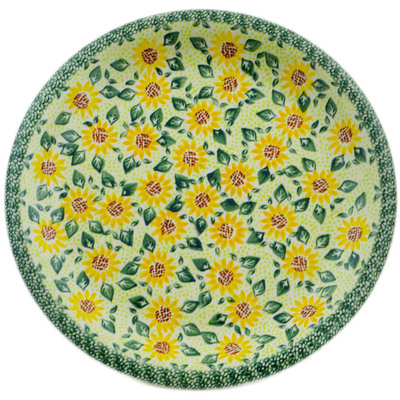 Polish Pottery Plate 14&quot; Sunflower Fields