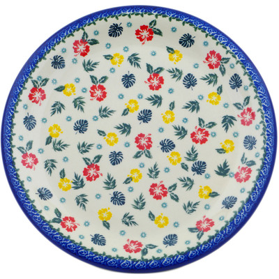 Polish Pottery Plate 14&quot; Tropical Florals