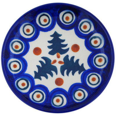 Polish Pottery Plate 4&quot; Autumn Evergreen