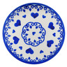 Polish Pottery Plate 4&quot; Blue Valentine Hearts