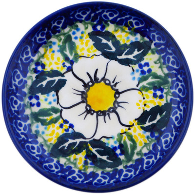 Polish Pottery Plate 4&quot; Floral Fantasy UNIKAT
