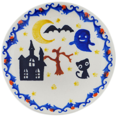 Polish Pottery Plate 4&quot; Halloween Spooky Vibe