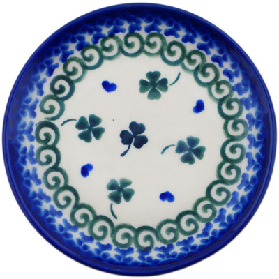 Polish Pottery Plate 4&quot; Lucky Clovers