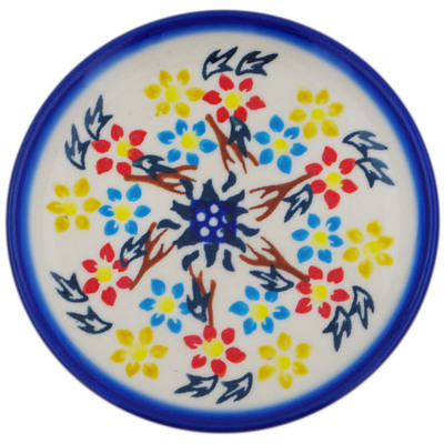 Polish Pottery Plate 4&quot; Spring Flower Ring