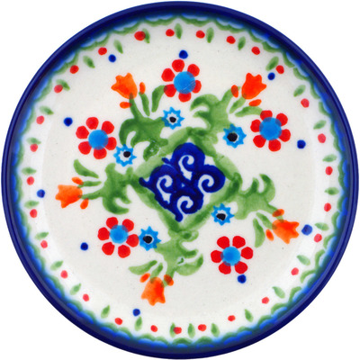 Polish Pottery Plate 4&quot; Spring Flowers