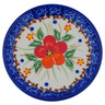 Polish Pottery Plate 4&quot; Vermilion Clusters