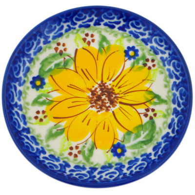 Polish Pottery Plate 4&quot; Yellow Petal Bliss