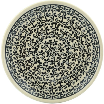 Polish Pottery Plate 6&quot; Black Lace Vines