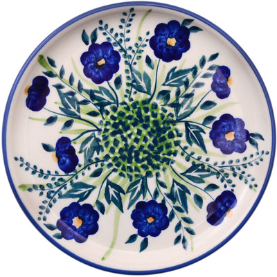 Polish Pottery Plate 6&quot; Blue Fields UNIKAT