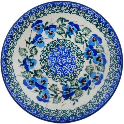 Polish Pottery Plate 6&quot; Blue Pansy