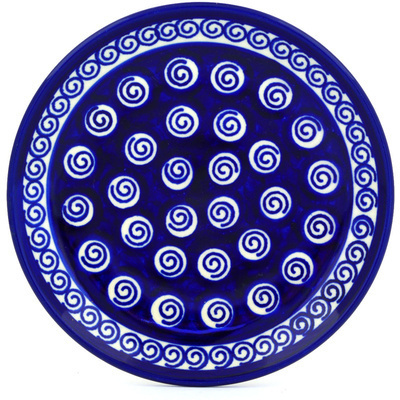 Polish Pottery Plate 6&quot; Cobalt Swirl