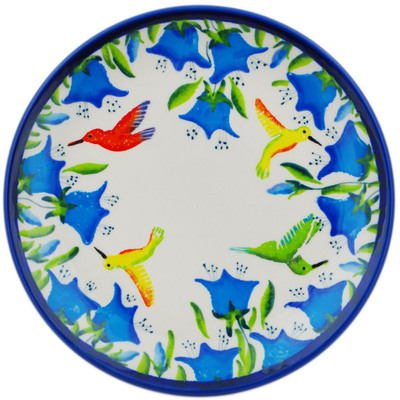 Polish Pottery Plate 6&quot; Delicate Hummingbird UNIKAT