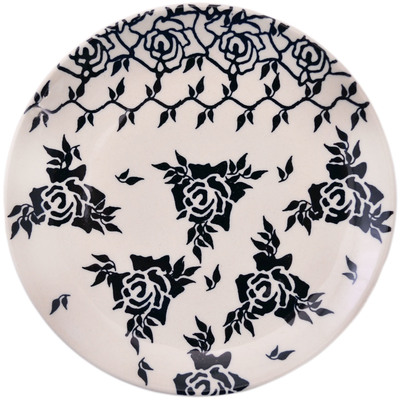 Polish Pottery Plate 6&quot; Midnight Rose