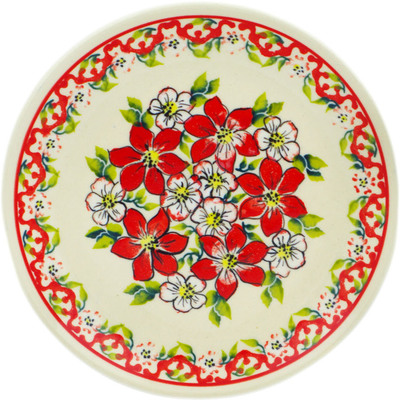 Polish Pottery Plate 6&quot; Ruby Petals UNIKAT