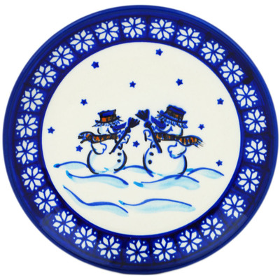 Polish Pottery Plate 6&quot; Snow Buddies