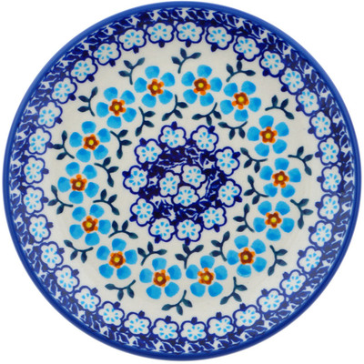 Polish Pottery Plate 7&quot; Blue Chain UNIKAT