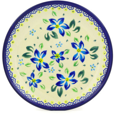 Polish Pottery Plate 7&quot; Blue Clematis