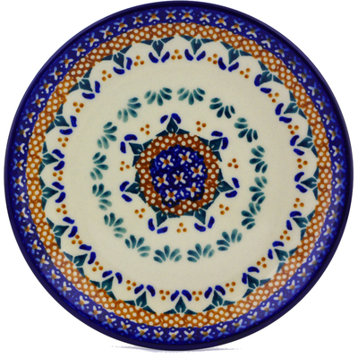 Polish Pottery Plate 7&quot; Blue Cress