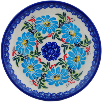 Polish Pottery Plate 7&quot; Blue Felicia Daisy Fun UNIKAT