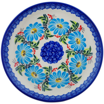 Polish Pottery Plate 7&quot; Blue Felicia Daisy Fun UNIKAT