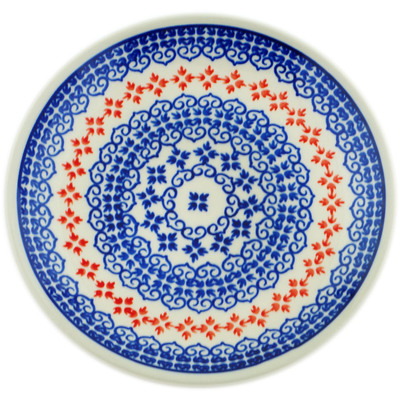 Polish Pottery Plate 7&quot; Blue Heart