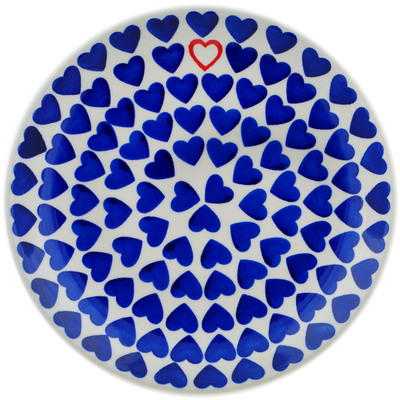 Polish Pottery Plate 7&quot; Blue Heart Love