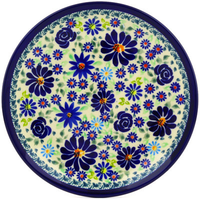 Polish Pottery Plate 7&quot; Blue Summer Garden