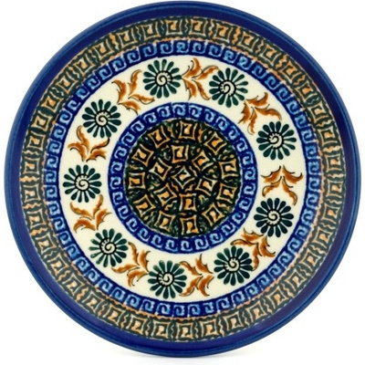 Polish Pottery Plate 7&quot; Brown Floral Mosaic UNIKAT