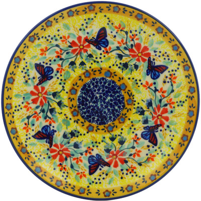 Polish Pottery Plate 7&quot; Butterfly Summer Garden UNIKAT