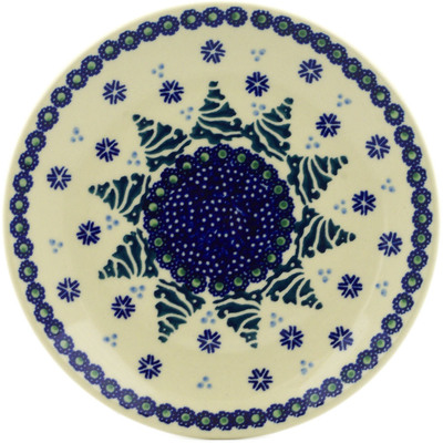 Polish Pottery Plate 7&quot; Falling Snowflakes