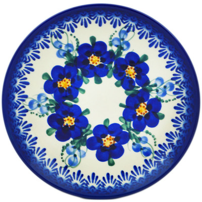 Polish Pottery Plate 7&quot; Field Of Blue UNIKAT