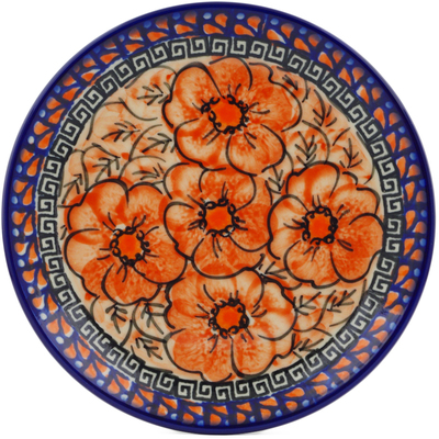 Polish Pottery Plate 7&quot; Fire Poppies UNIKAT