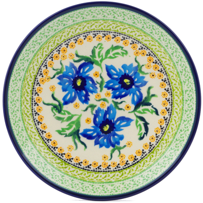 Polish Pottery Plate 7&quot; Gentian Bouquet UNIKAT