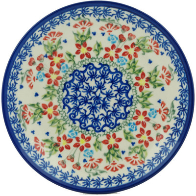 Polish Pottery Plate 7&quot; Happy Blossoms UNIKAT