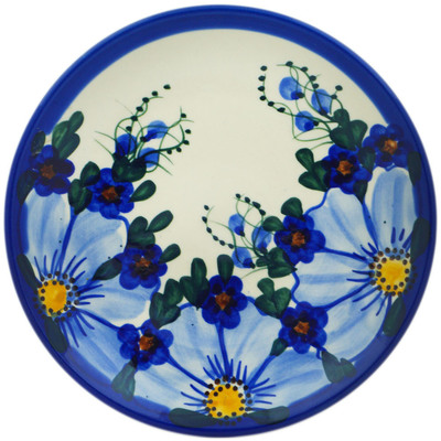 Polish Pottery Plate 7&quot; Himalayan Blue Poppy UNIKAT