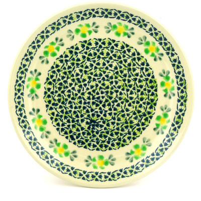 Polish Pottery Plate 7&quot; Lime Flowers
