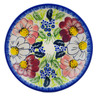Polish Pottery Plate 7&quot; Maroon Blossoms